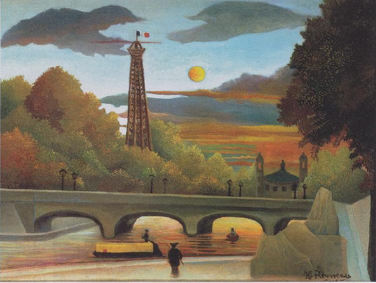 Henri Rousseau Seine and Eiffel-tower in the sunset China oil painting art